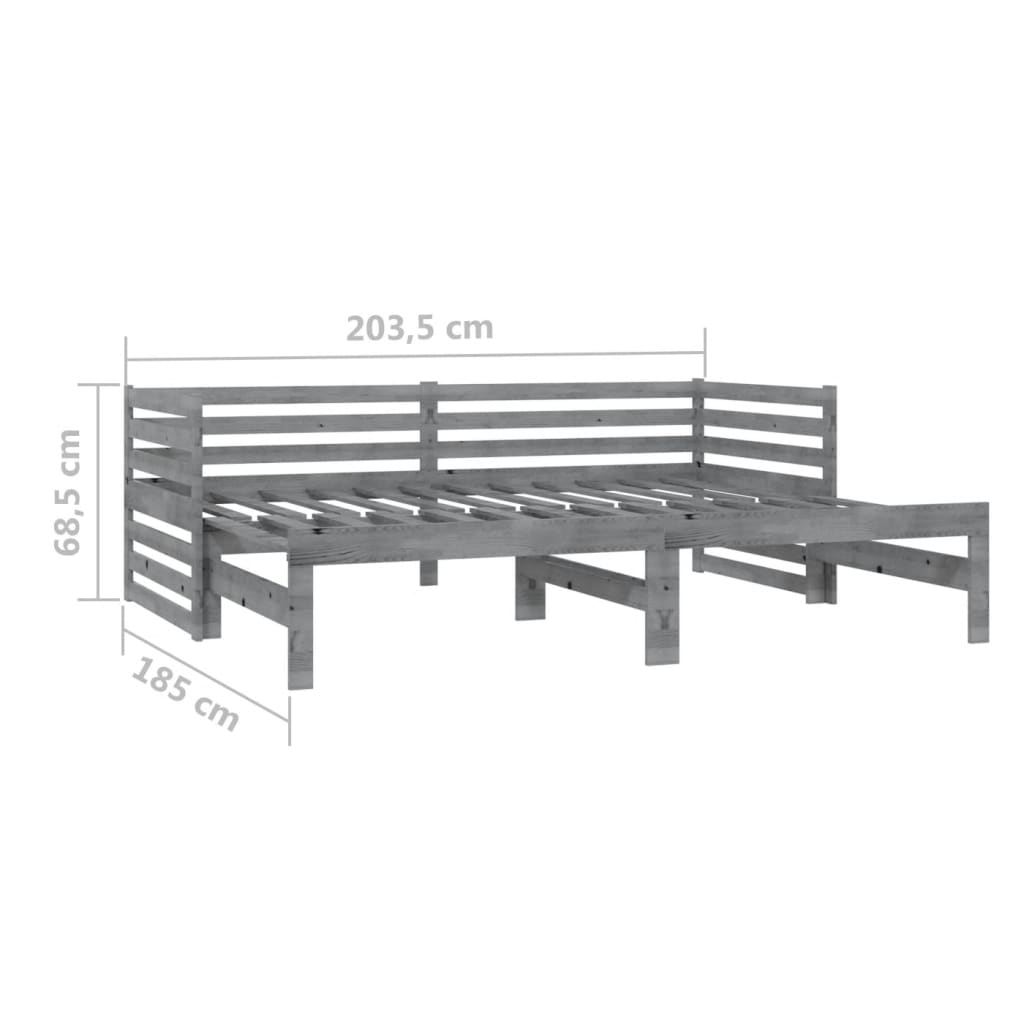 Lit coulissant Gris Bois de pin massif 2x(90x200) cm