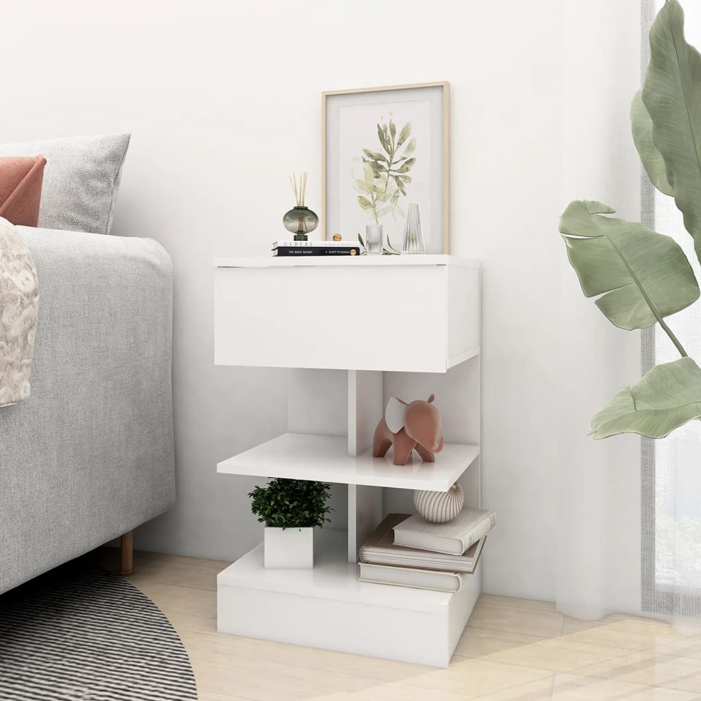 Tables de chevet 2 pcs Blanc 40x35x65 cm Aggloméré