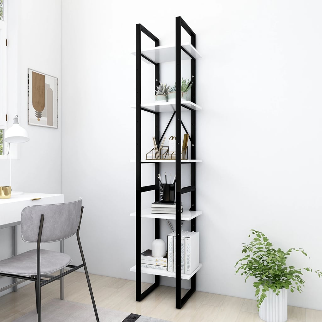 Bibliothèque à 5 niveaux Blanc 40x30x175 cm Aggloméré