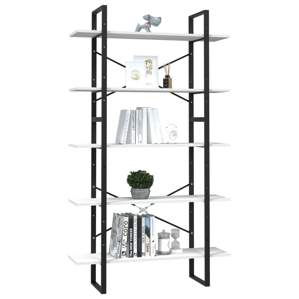 Bibliothèque à 5 niveaux Blanc 100x30x175 cm Bois de pin