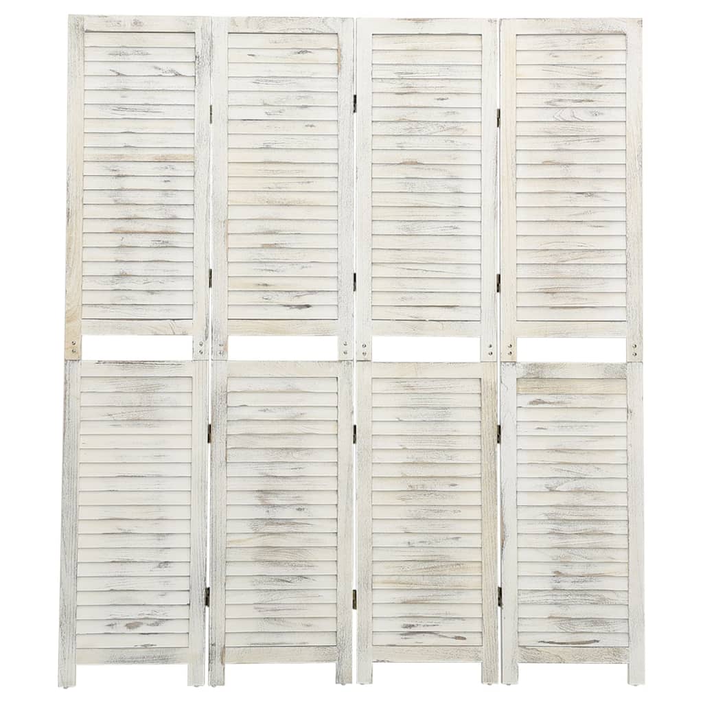 Cloison de séparation 4 panneaux Blanc antique 140x165 cm Bois