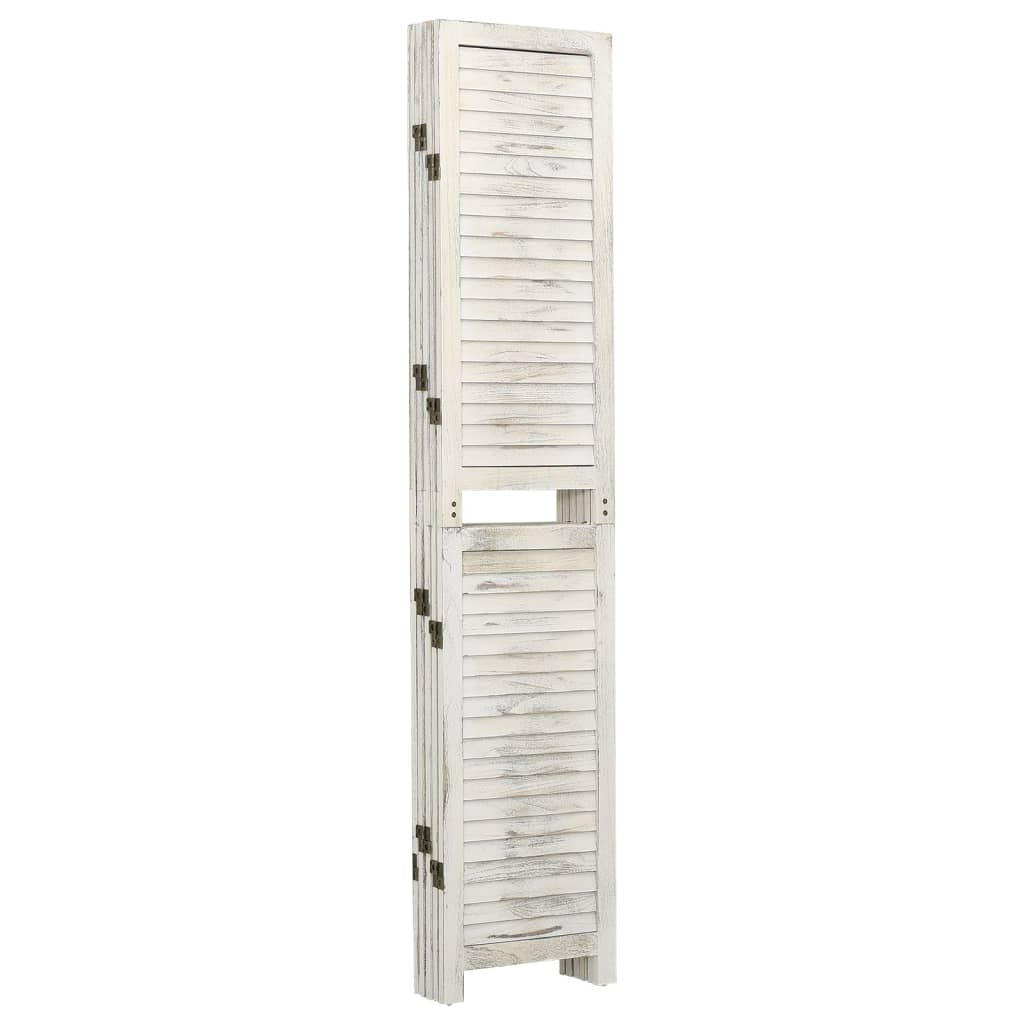 Cloison de séparation 5 panneaux Blanc antique 178,5x166cm Bois