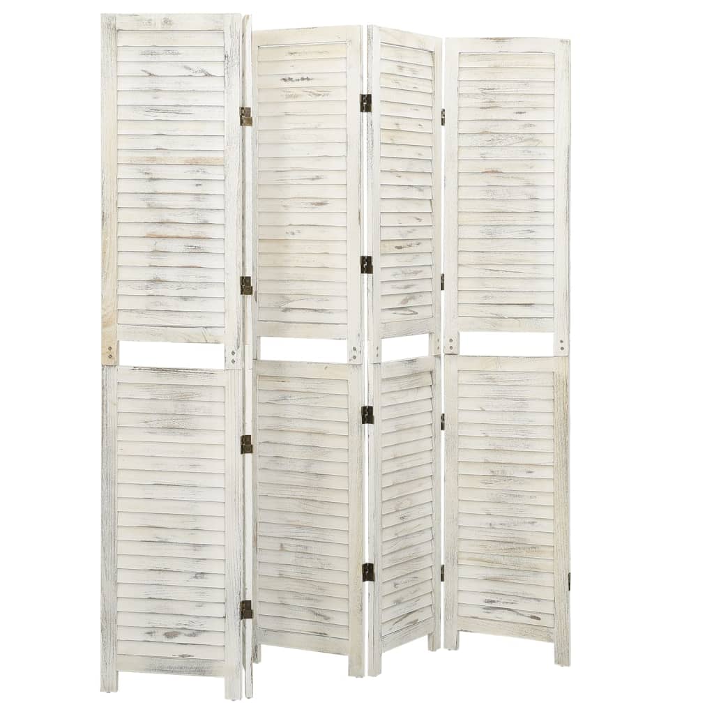 Cloison de séparation 5 panneaux Blanc antique 178,5x166cm Bois