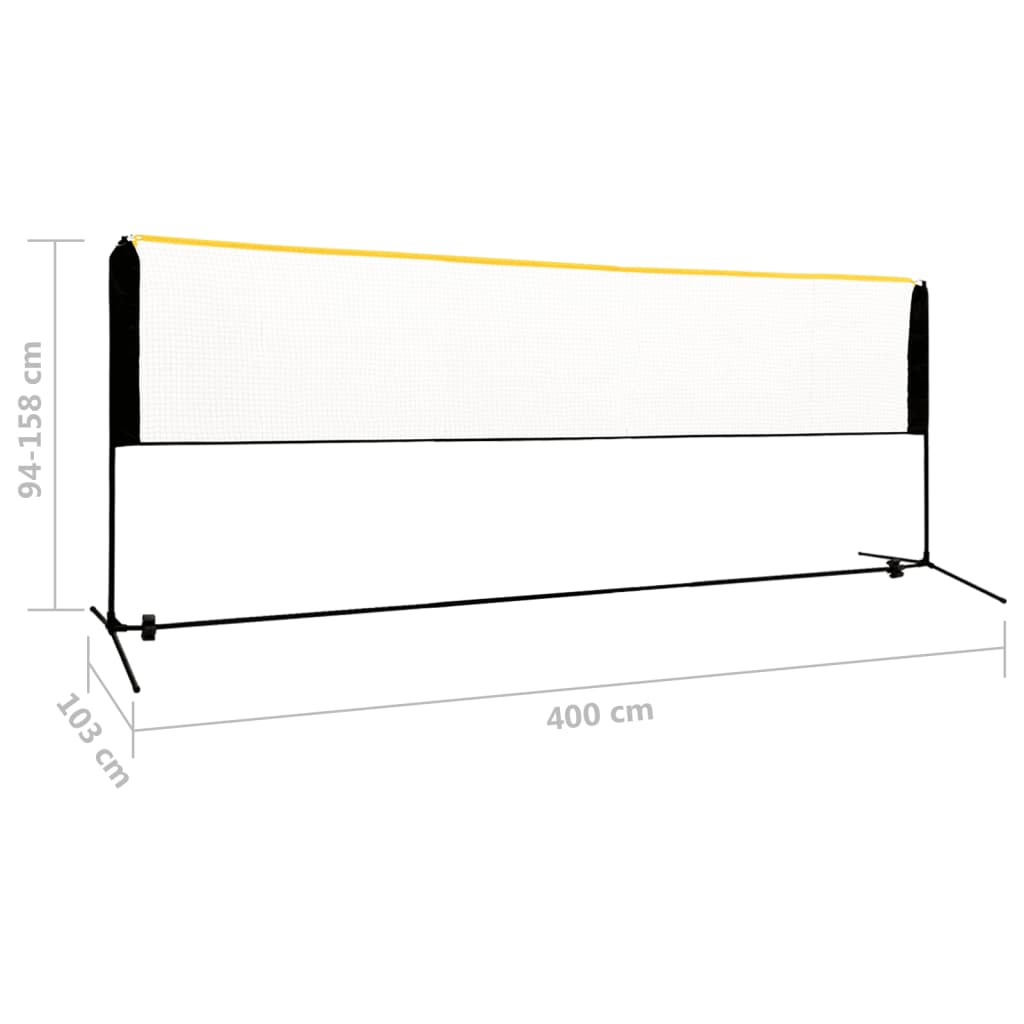 Filet de badminton réglable 400x103x94-158 cm Métal
