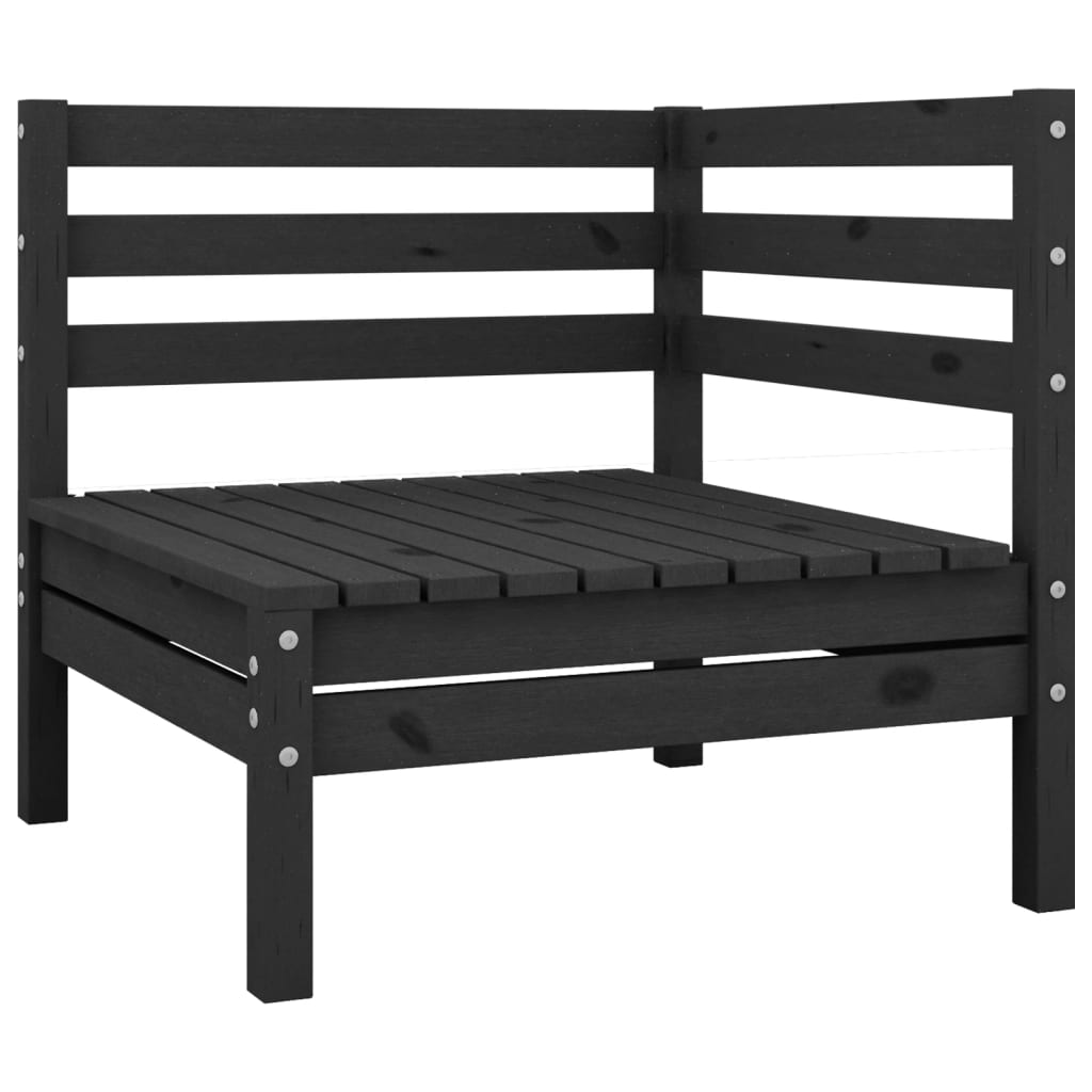 Salon de jardin 3 pcs Bois de pin massif Noir