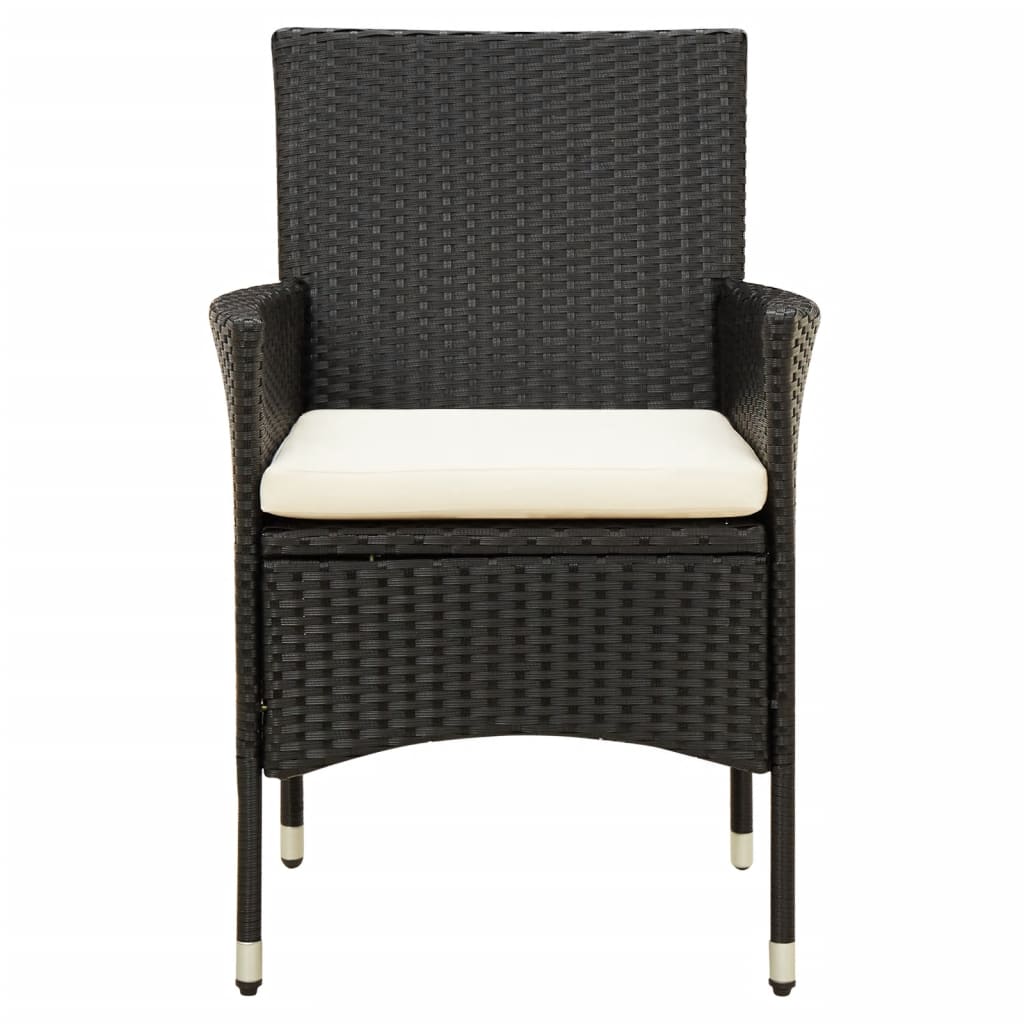 Chaises de jardin avec coussins 4 pcs Résine tressée Noir