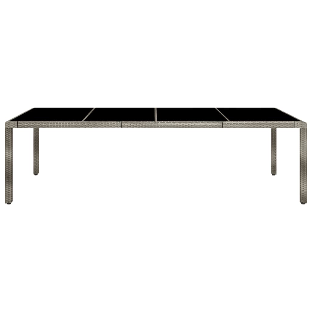 Table de jardin Gris 250x100x75 cm Verre trempé et poly rotin