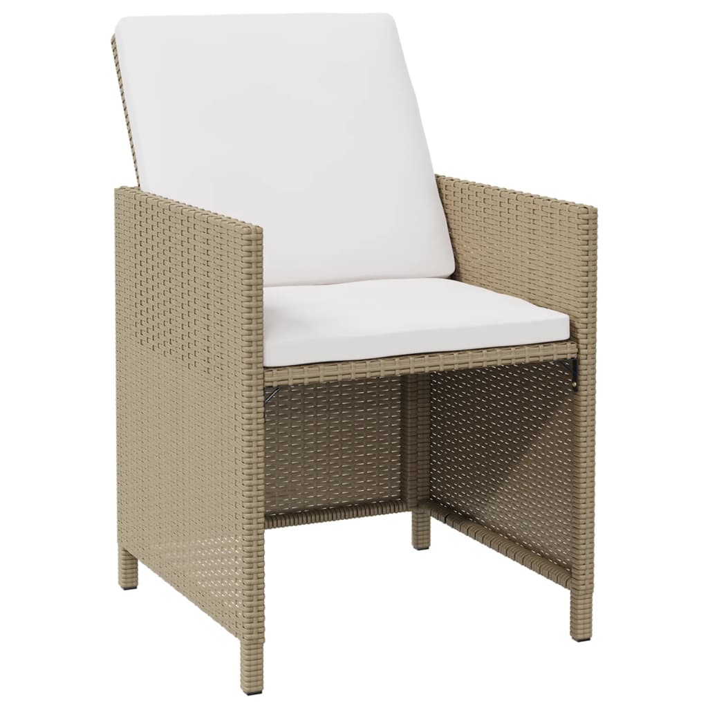 Chaises de jardin avec coussins 4 pcs Résine tressée Beige