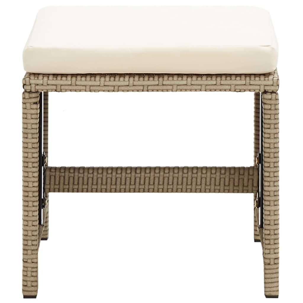 Chaises de jardin avec tabourets 2 pcs Résine tressée Beige