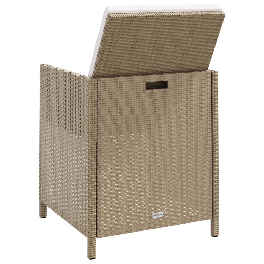 Chaises de jardin avec tabourets 2 pcs Résine tressée Beige