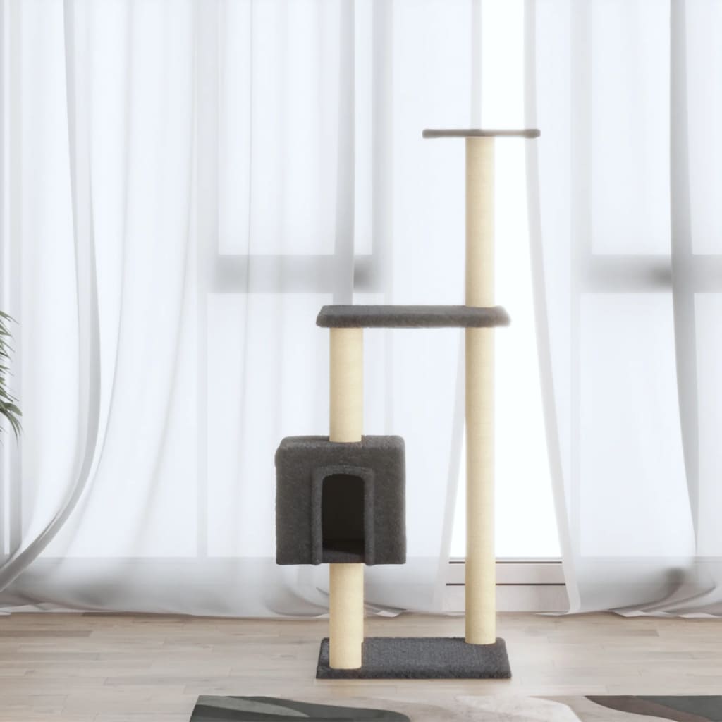 Arbre à chat avec griffoirs en sisal Gris foncé 104 cm