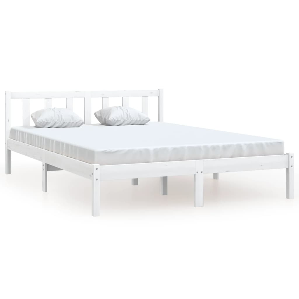 Cadre de lit Blanc Bois de pin massif 160x200 cm