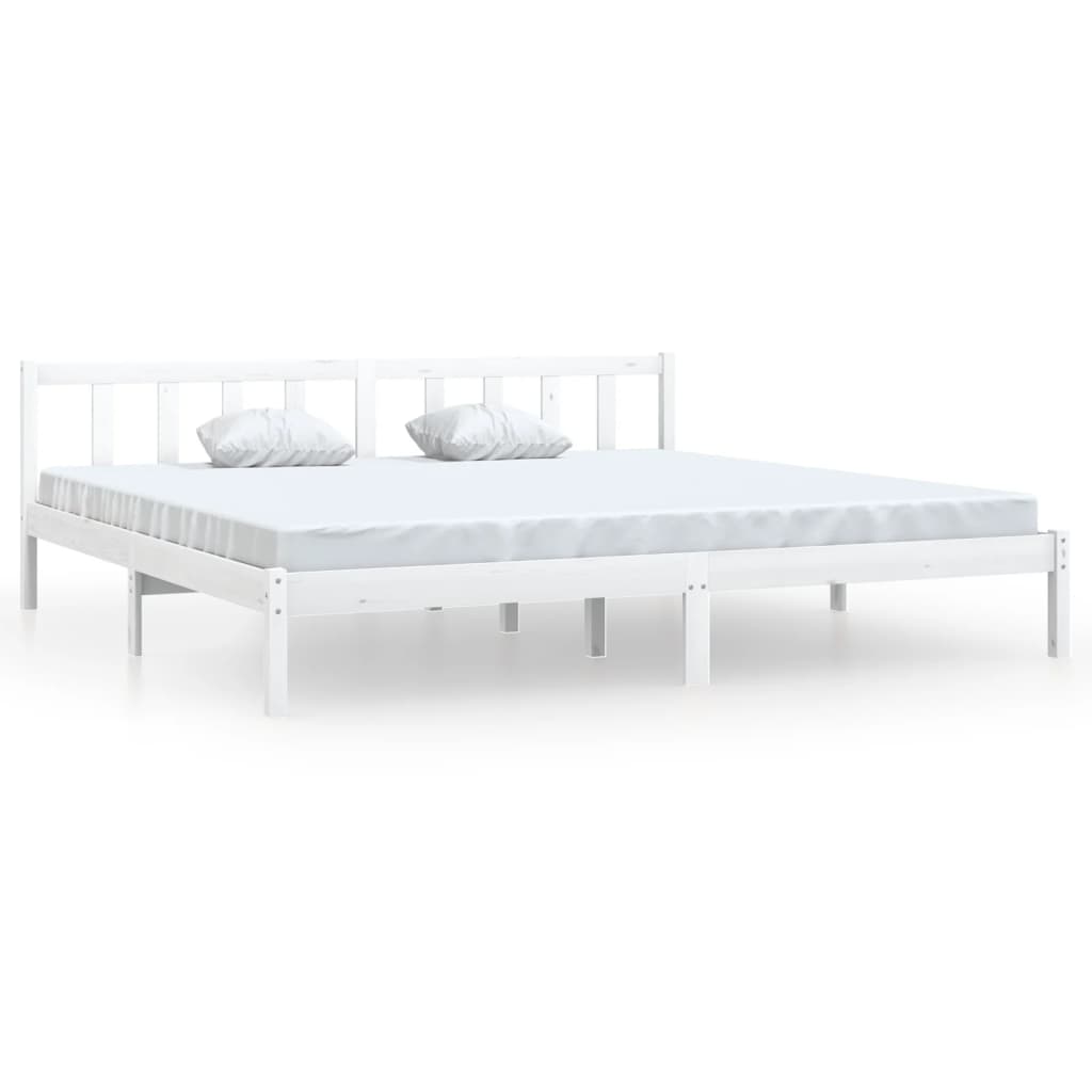 Cadre de lit Blanc Bois de pin massif 180x200 cm Super King