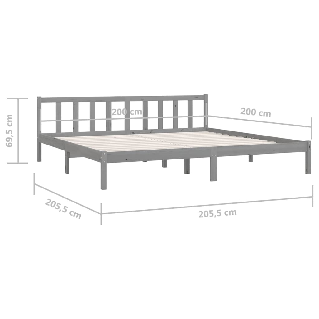 Cadre de lit Gris Bois de pin massif 200x200 cm