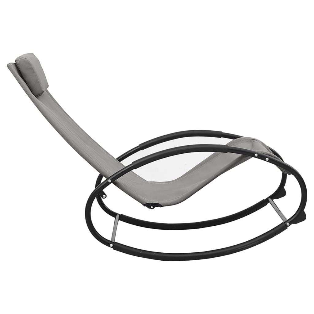 Chaise longue avec oreiller Acier et textilène Gris