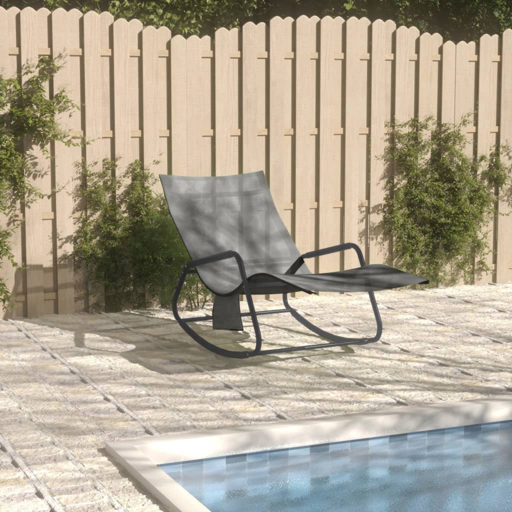 Chaise longue Acier et textilène Gris