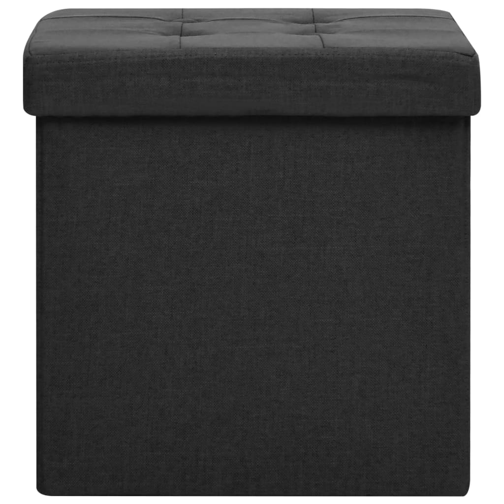 Tabouret de rangement pliable Noir Faux lin