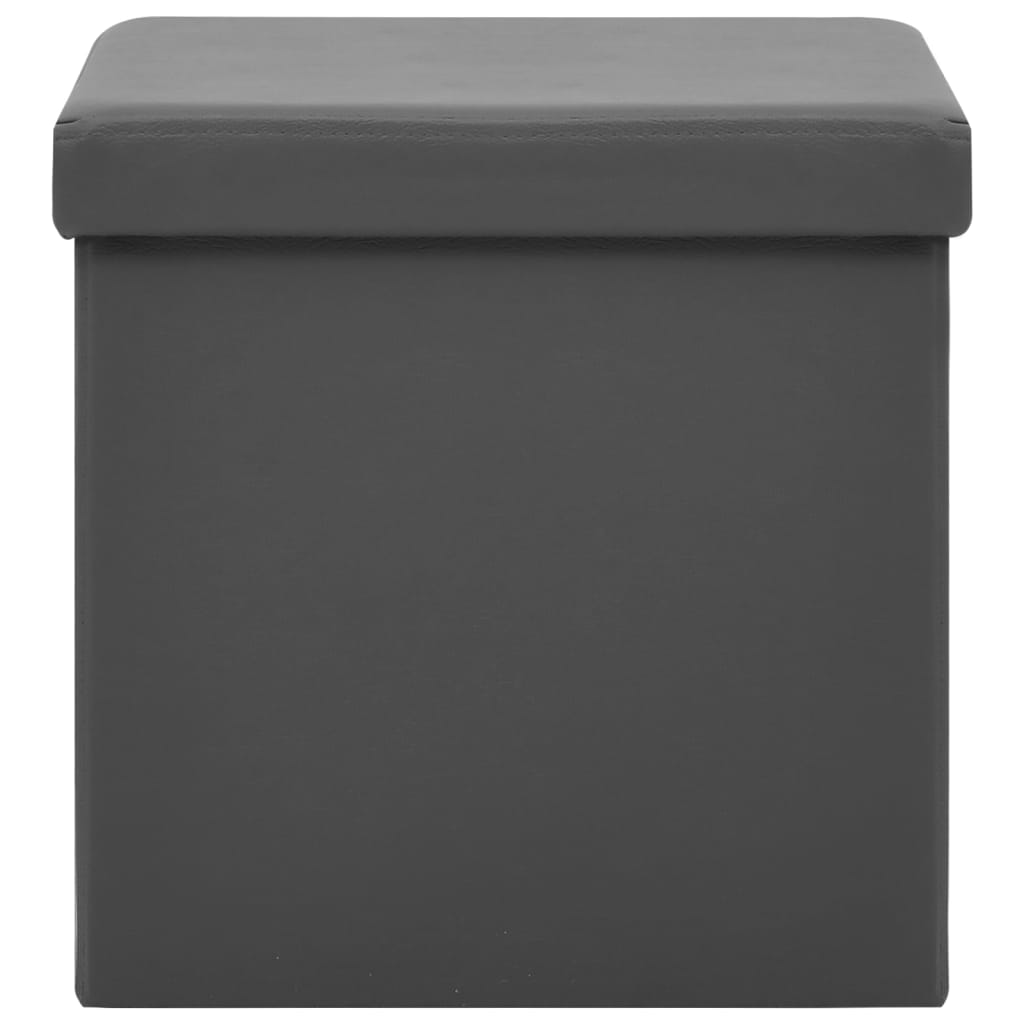 Tabouret de rangement pliable Gris PVC