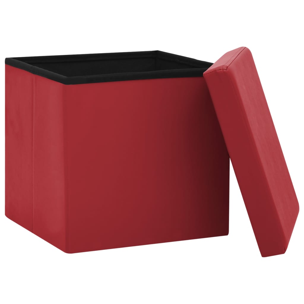 Tabouret de rangement pliable Rouge bordeaux PVC