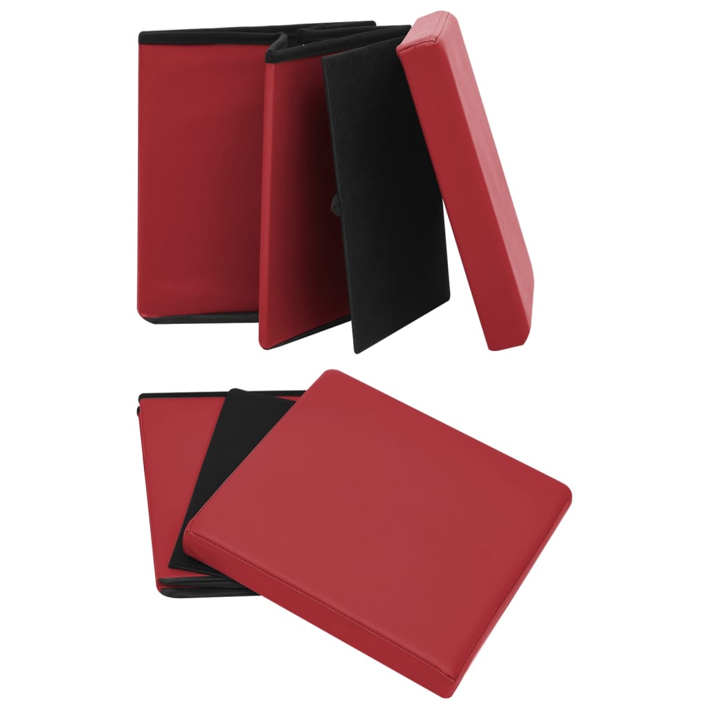 Tabouret de rangement pliable Rouge bordeaux PVC
