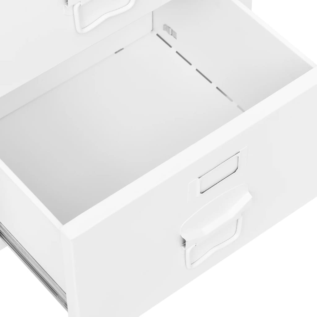 Bureau industriel avec tiroirs Blanc 105x52x75 cm Acier