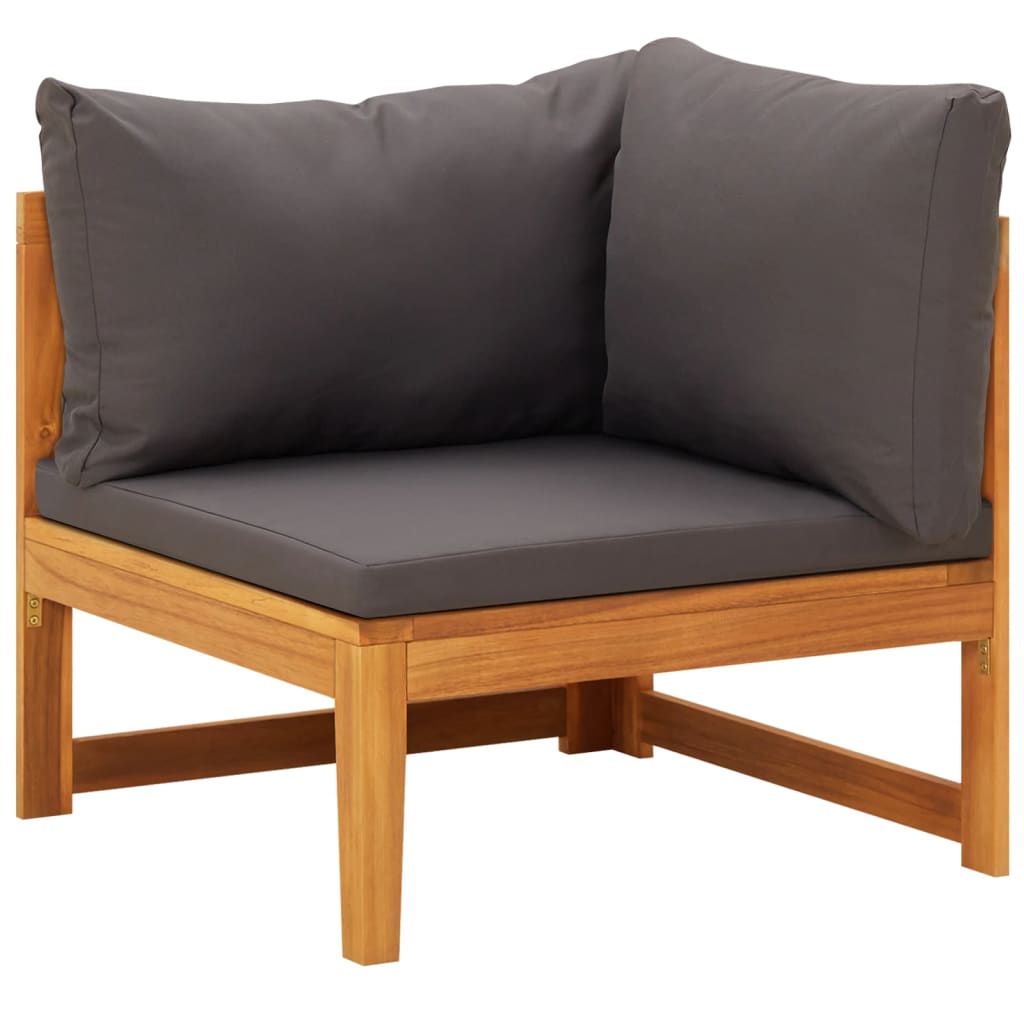 Salon de jardin 5 pcs avec coussins gris foncé Bois d'acacia