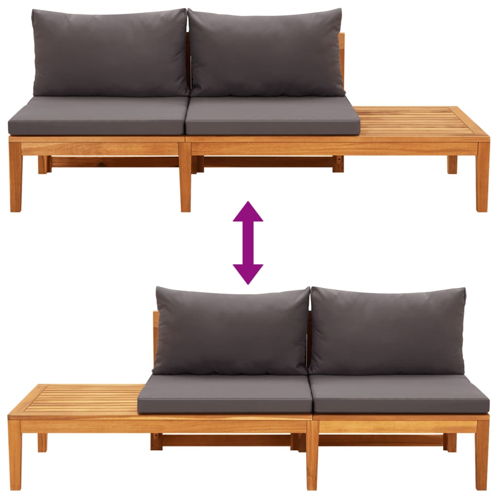 Salon de jardin 5 pcs avec coussins gris foncé Bois d'acacia