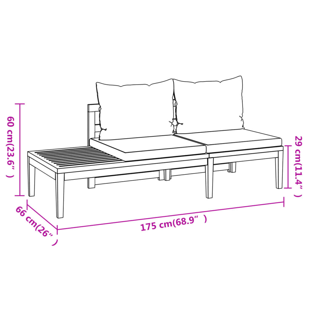 Salon de jardin 4 pcs avec coussins gris foncé Bois d'acacia