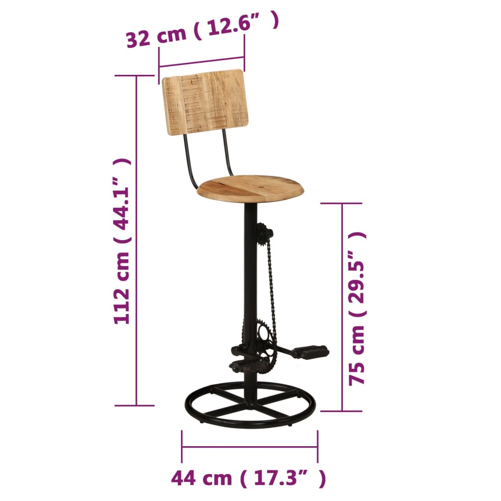 Tabourets de bar 2 pcs Bois massif de manguier