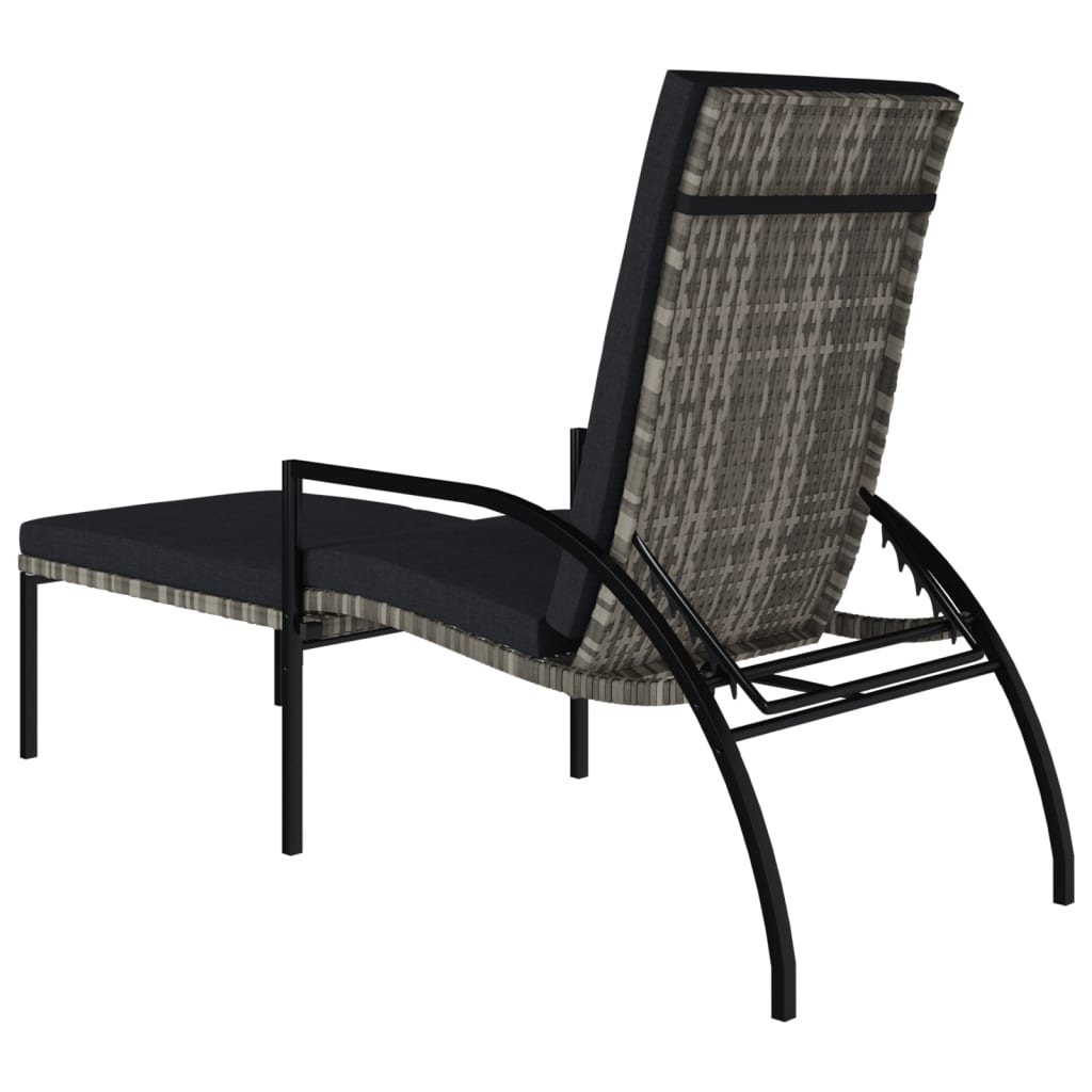 Chaise longue avec repose-pied Résine tressée Gris