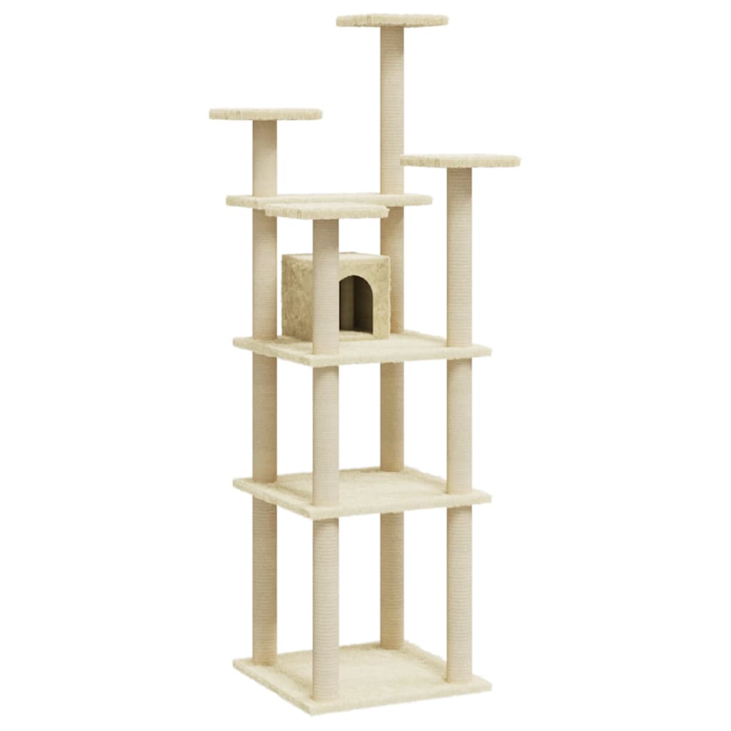 Arbre à chat avec griffoirs en sisal Crème 171 cm