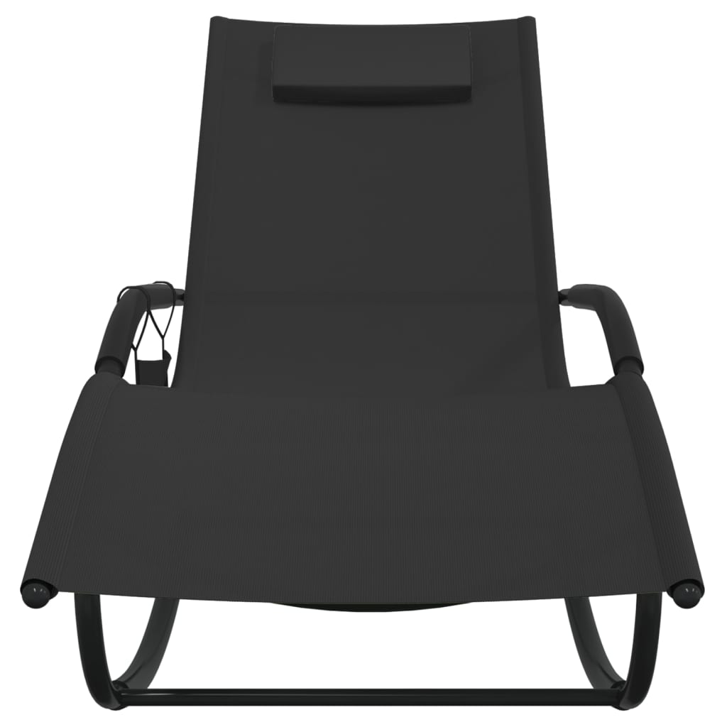 Chaise longue à bascule Noir Acier et textilène