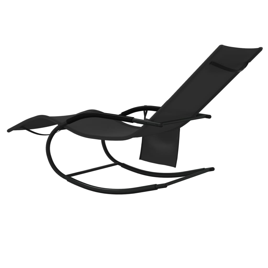 Chaise longue à bascule Noir Acier et textilène