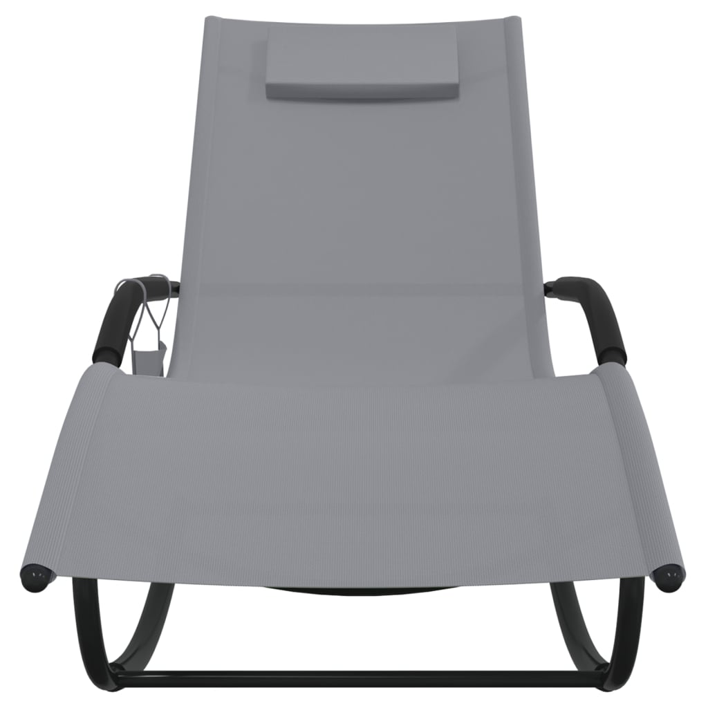 Chaise longue à bascule Gris Acier et textilène