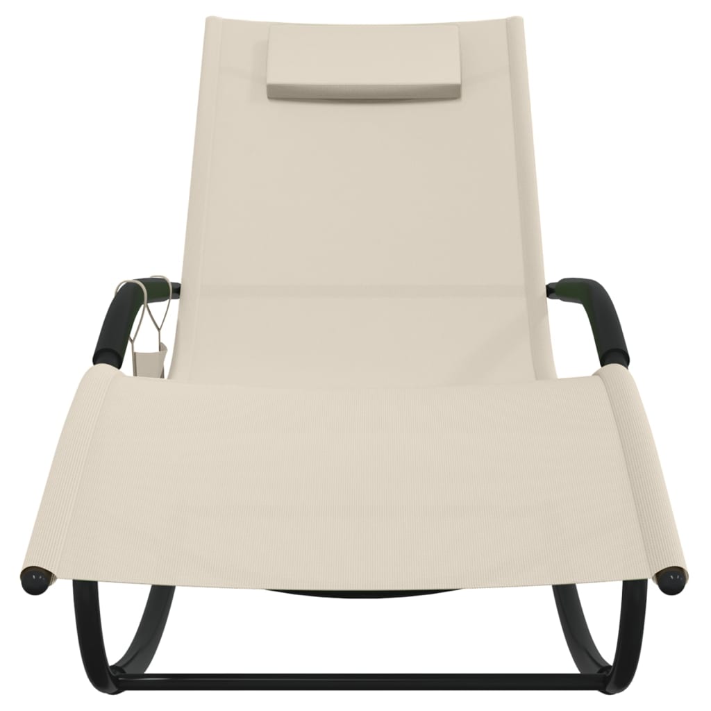 Chaise longue à bascule Crème Acier et textilène