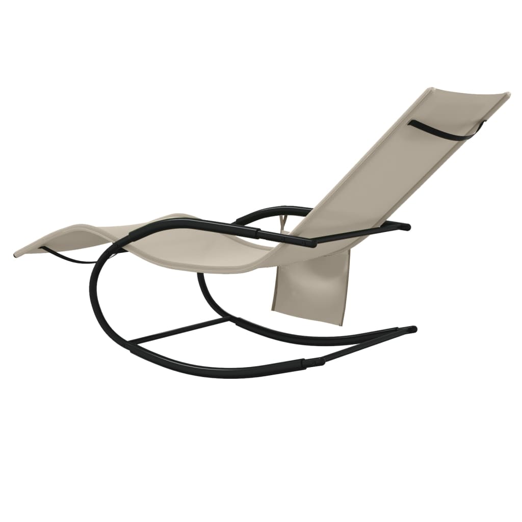 Chaise longue à bascule Crème Acier et textilène