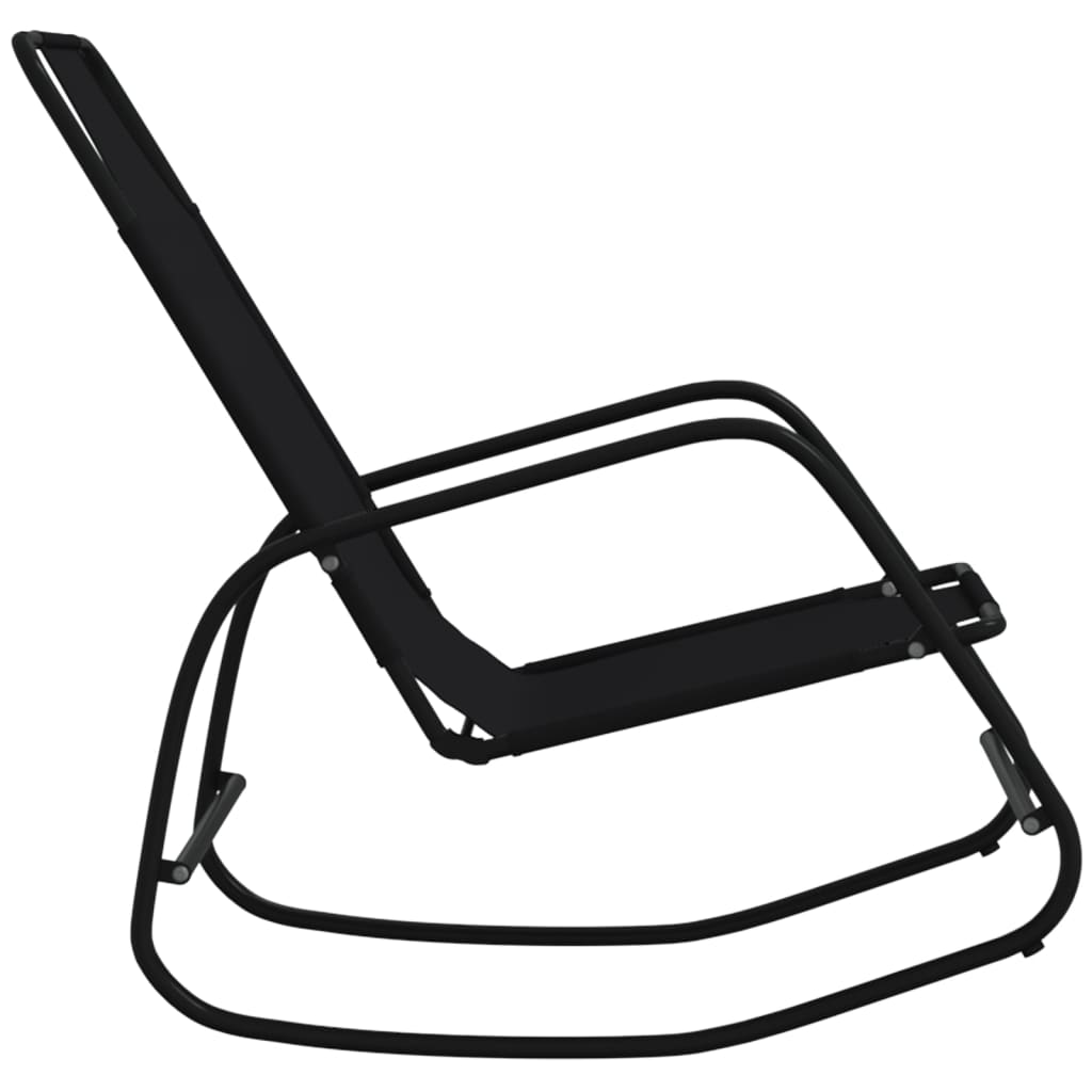 Chaise longue à bascule Noir Acier et textilène