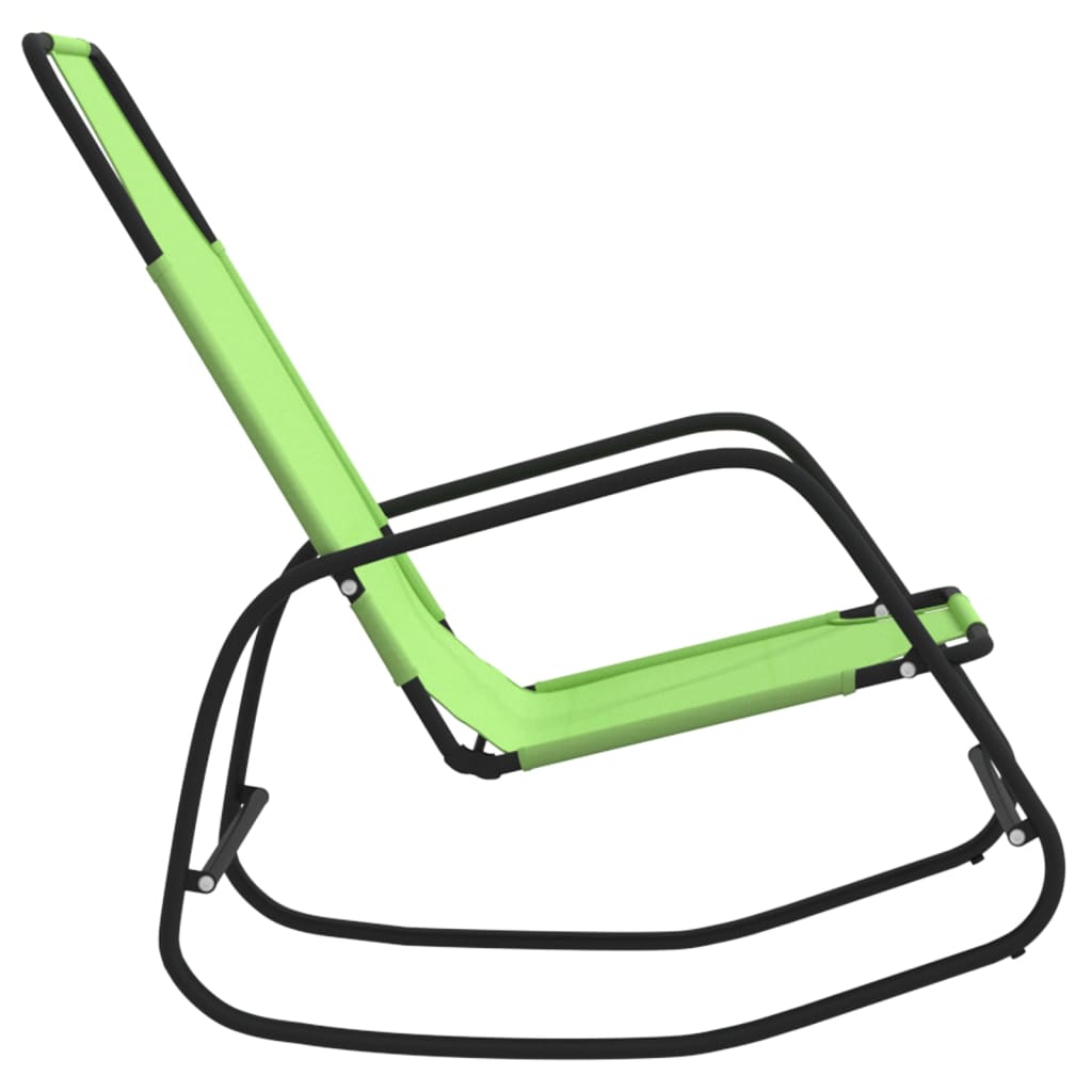 Chaise longue à bascule Vert Acier et textilène