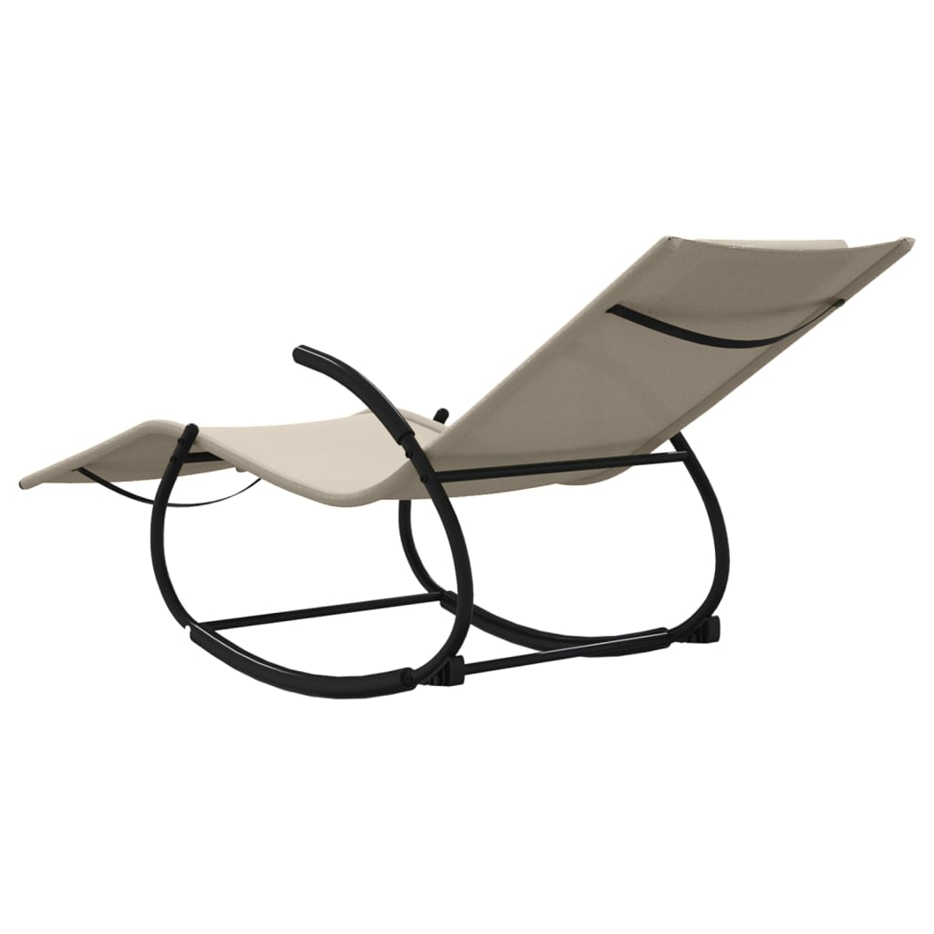 Chaises longues à bascule 2 pcs Crème Acier et textilène