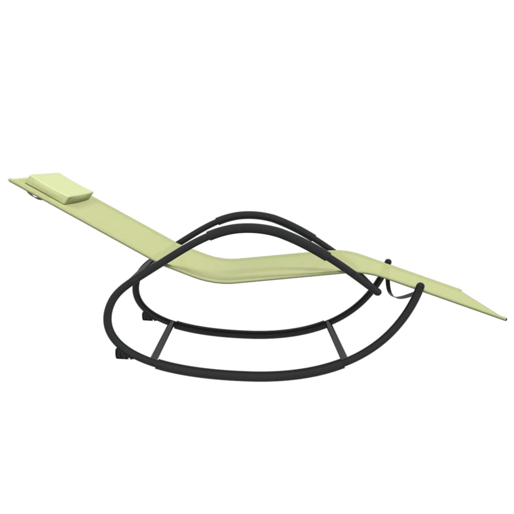 Chaises longues à bascule 2 pcs Crème Acier et textilène