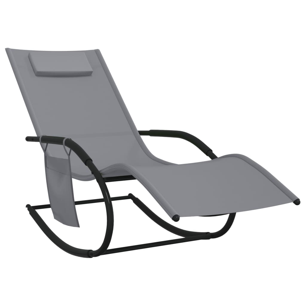 Chaises longues à bascule 2 pcs Gris Acier et textilène