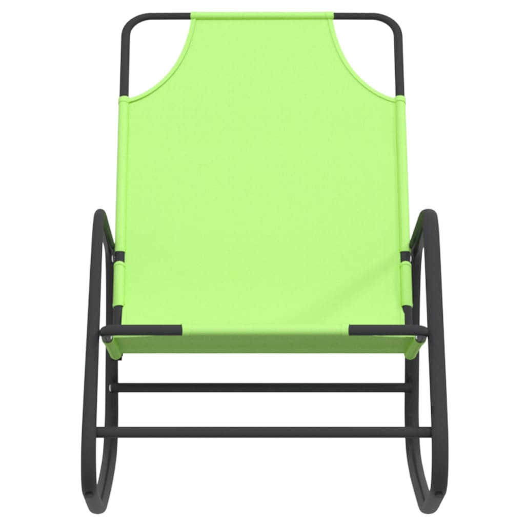 Chaises longues à bascule 2 pcs Vert Acier et textilène