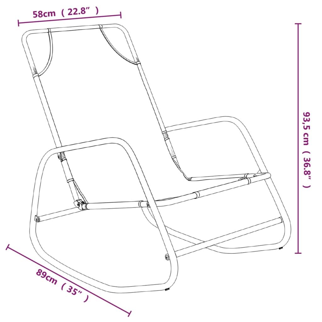 Chaises longues à bascule 2 pcs Vert Acier et textilène