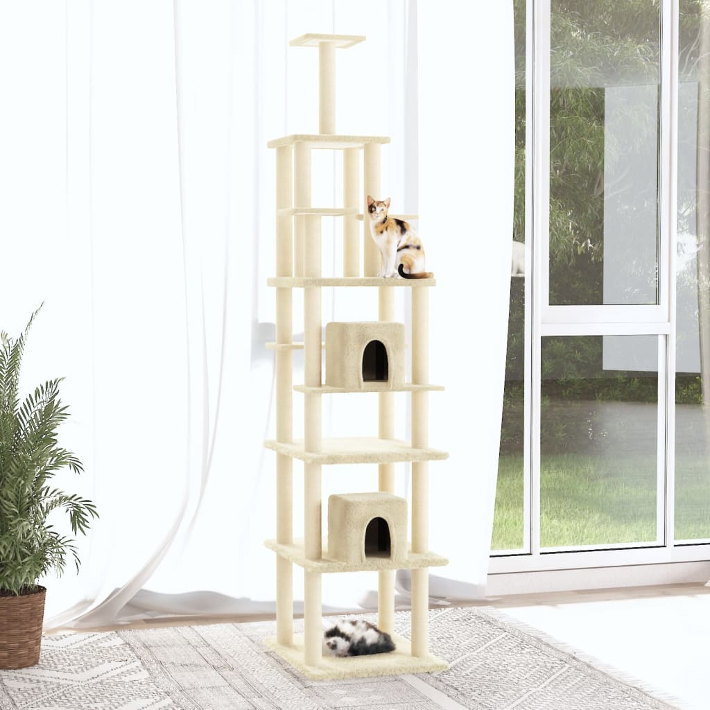 Arbre à chat avec griffoirs en sisal Crème 216 cm