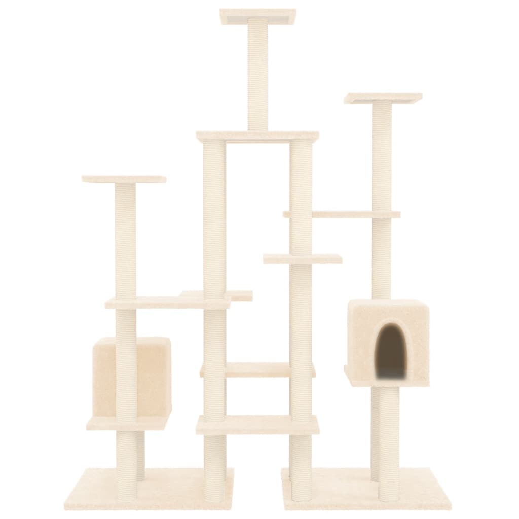 Arbre à chat avec griffoirs en sisal Crème 145 cm
