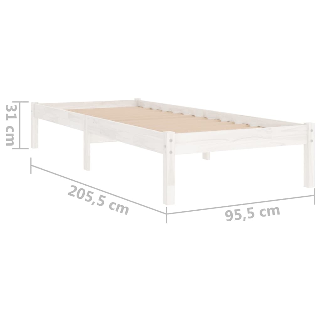 Cadre de lit Blanc Bois de pin massif 90x200 cm