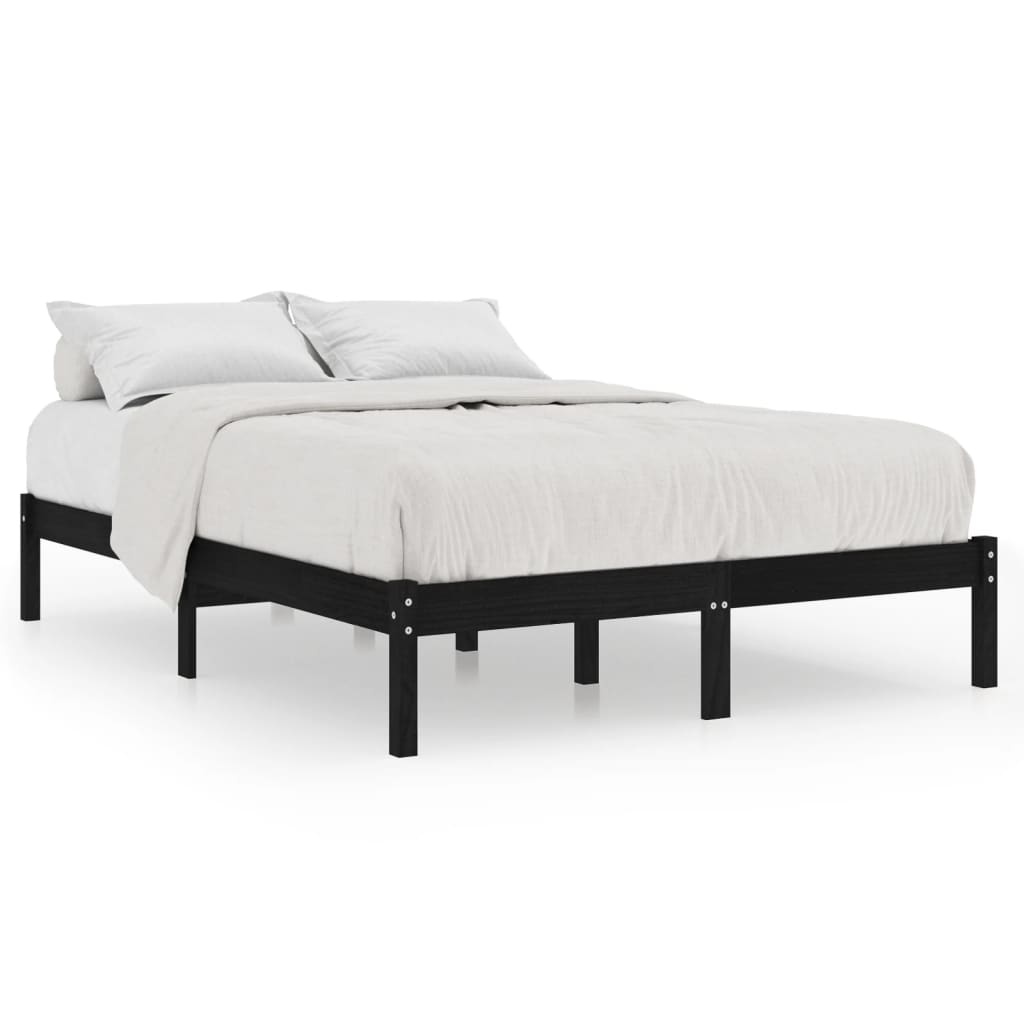 Cadre de lit Noir Bois massif 180x200 cm Super King