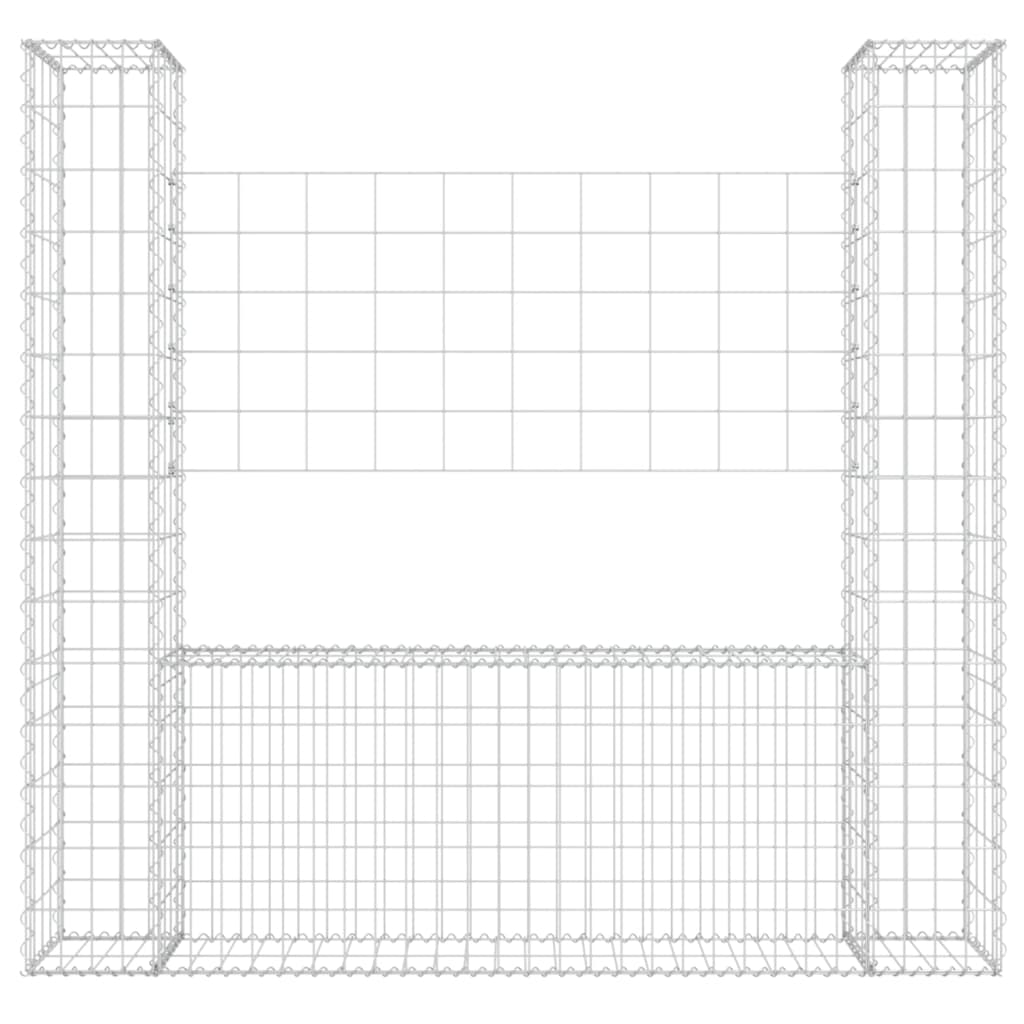 Panier de gabion en forme de U avec 2 poteaux Fer 140x20x150 cm
