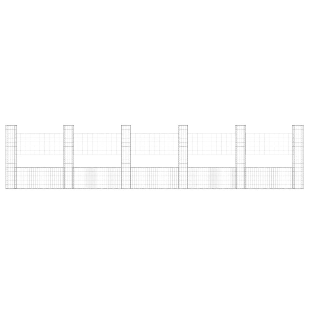 Panier de gabion en forme de U avec 6 poteaux Fer 620x20x150 cm