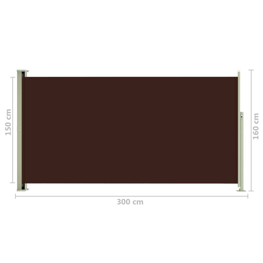 Auvent latéral rétractable de patio 160x300 cm Marron
